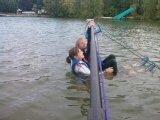 Neicey assisting Bethany first time skier summer 09 GO BETHANY :)